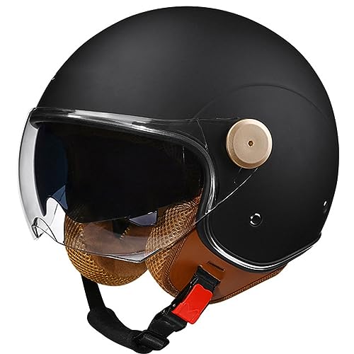 Doppeltes Visier Motorrad Halbhelm Retro Jethelme Offener 3/4 Helm ECE-Zertifizierter Scooter-Helm Cruiser Moped Helm Roller Helm für Männer und Frauen 4,XL=61-62cm von XELLOM