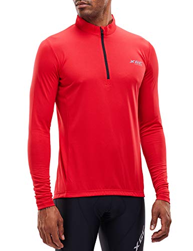 XGC Herren Kurzarm/Langarm Radtrikot Fahrradtrikot Radshirt Fahrradshirts Fahrradbekleidung für Männer mit Elastische Atmungsaktive Schnell Trocknen Stoff (039 Red, S) von XGC