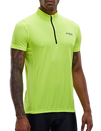 XGC Herren Kurzarm Radtrikot Fahrradtrikot Fahrradbekleidung für Männer mit Elastische Atmungsaktive Schnell Trocknen Stoff (Yellow, L) von XGC