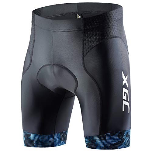 XGC Herren Kurze Radlerhose und Radunterhose Radsportshorts Fahrradhose für Männer elastische atmungsaktive 3D Schwamm Sitzpolster mit Einer hohen Dichte (Blue, M) von XGC
