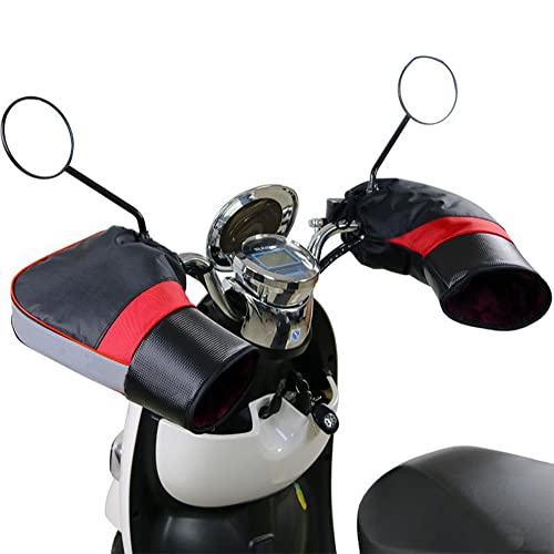 Motorrad Lenkerhandschuhe Wasserdicht Winddicht Handschuhe Motorradlenker Plüsch Motorradhandschuhe Fahrrad Kältebeständig Verdickt Stulpen Lenkerstulpen Radsport Scooter Handschuhe Winter Universal von XGOPTS