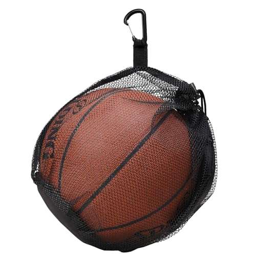 XHGWJHX Basketballtasche für einzelne Bälle, Netz-Tragetasche mit Reißverschlusstasche, Aufbewahrungstasche für Sportspiele, Ball, Kordelzug, Sling Back Bag für Basketball, Volleyball, Fußball und von XHGWJSX