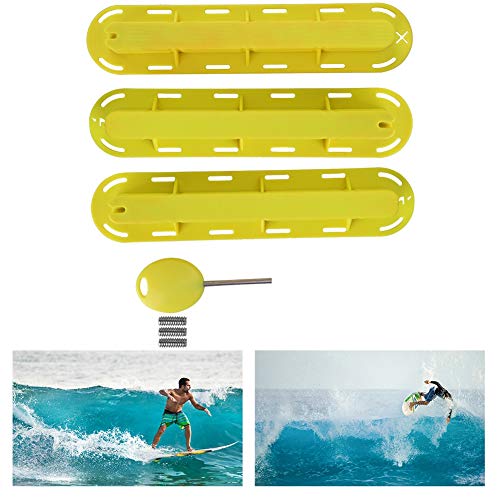 3-teiliger Kunststoff-Surfbrett-Fin-Stecker-Basis-Rippenbox-Surfbrett-Zubehör-Schraubenschlüssel für die Stabilität der Surfbrett-Finne (Gelb) von XHIKOWAT