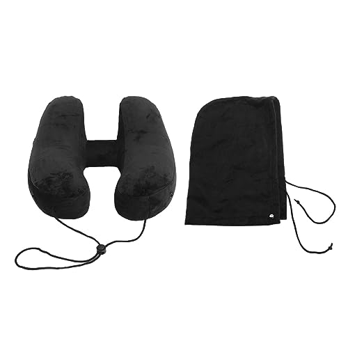 Aufblasbares Reisekissen in H-Form, Schnell Füllend, Abnehmbare Tragbare Nackenstütze für Reisen (Black) von XHIKOWAT