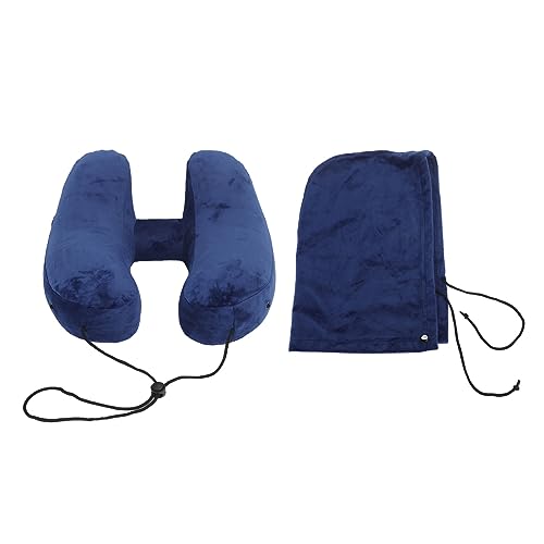 Aufblasbares Reisekissen in H-Form, Schnell Füllend, Abnehmbare Tragbare Nackenstütze für Reisen (Blue) von XHIKOWAT