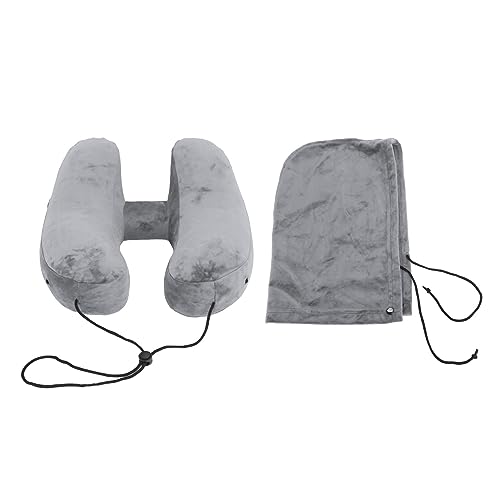 Aufblasbares Reisekissen in H-Form, Schnell Füllend, Abnehmbare Tragbare Nackenstütze für Reisen (Grey) von XHIKOWAT