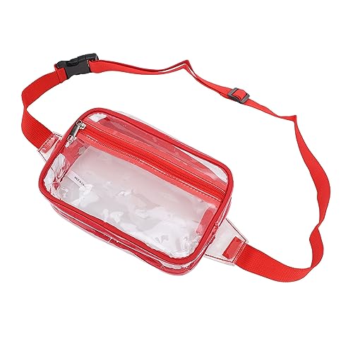 Klare, wasserdichte, Große, Transparente PVC-Brusttasche mit Verstellbarem Riemen für Sportreisen (Rot) von XHIKOWAT