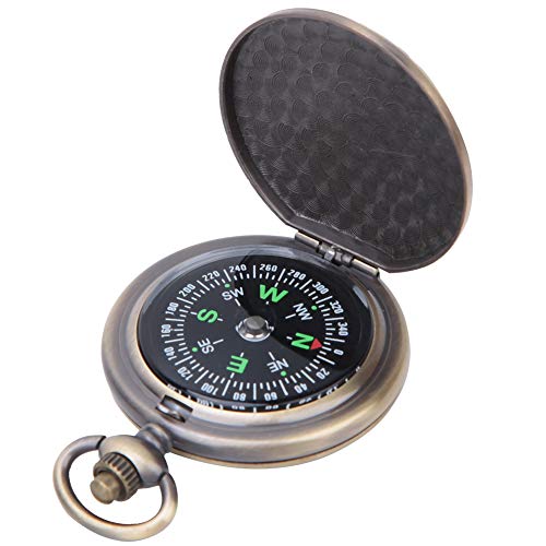 Kompass-Taschenuhr, Kompaktes, Aufklappbares Design, Navigationswerkzeug, Zinklegierung, für Outdoor-Navigationswerkzeuge von XHIKOWAT