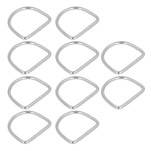 XHIKOWAT 10 Stück Edelstahl-D-Ring-Schnallen, Marine-Kajak-Takelage, Halbkreisförmige D-förmige Ringe (20 * 17 * 4MM) von XHIKOWAT