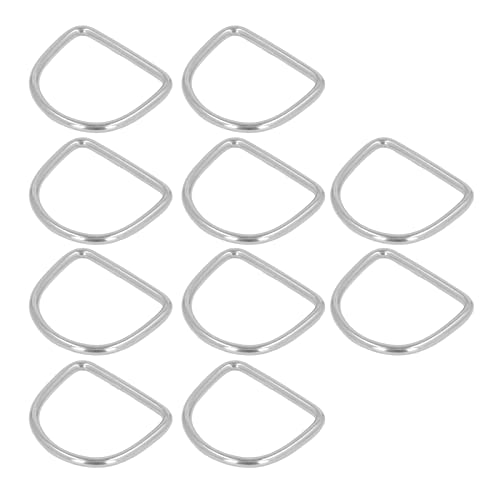 XHIKOWAT 10 Stück Edelstahl-D-Ring-Schnallen, Marine-Kajak-Takelage, Halbkreisförmige D-förmige Ringe (25 * 22 * 4MM) von XHIKOWAT