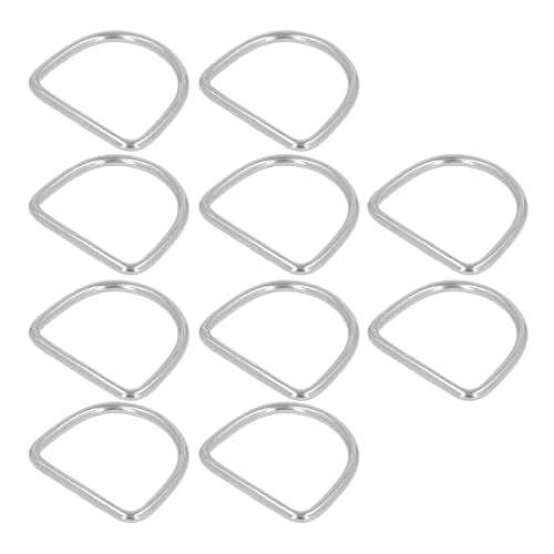 XHIKOWAT 10 Stück Edelstahl-D-Ring-Schnallen, Marine-Kajak-Takelage, Halbkreisförmige D-förmige Ringe (35 * 32 * 4MM) von XHIKOWAT