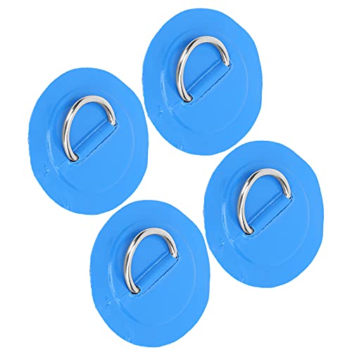 XHIKOWAT 4-teiliges D-Ring-Patch-Elastikseil-Set aus Edelstahl, D-Ring-Bungee-Seil-Set für Schlauchboote (Blau) von XHIKOWAT
