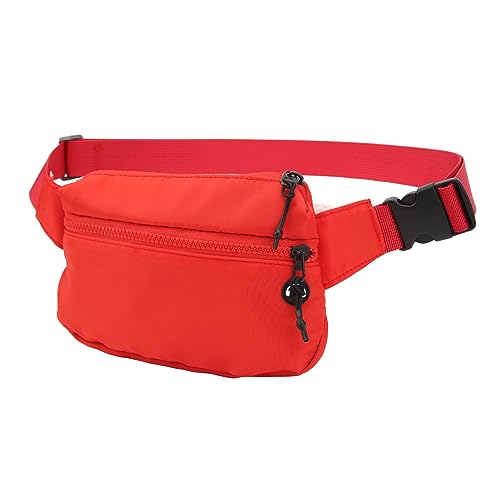 wasserdichte Nylon-Sport-Hüfttasche mit Großem Fassungsvermögen und Kopfhörerloch für Workout, Laufen, Reisen (Rot) von XHIKOWAT