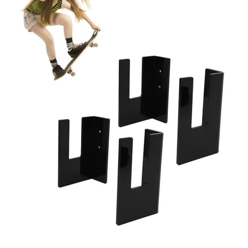 XHTLLO 4 Teilige Skateboard Wandhalterung, Acryl Skate Deck Wandhalterung, Horizontaler Skateboard Halter für Skateboards, Snowboards, Surfbretter und Lange Bretter(Schwarz) von XHTLLO