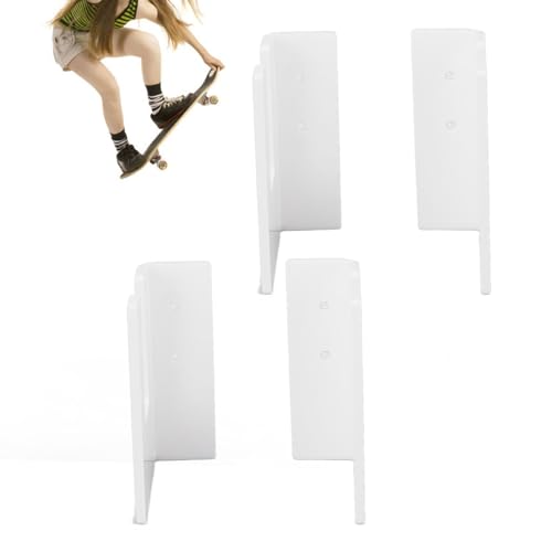 XHTLLO 4 Teilige Skateboard Wandhalterung, Acryl Skate Deck Wandhalterung, Horizontaler Skateboard Halter für Skateboards, Snowboards, Surfbretter und Lange Bretter(Weiß) von XHTLLO