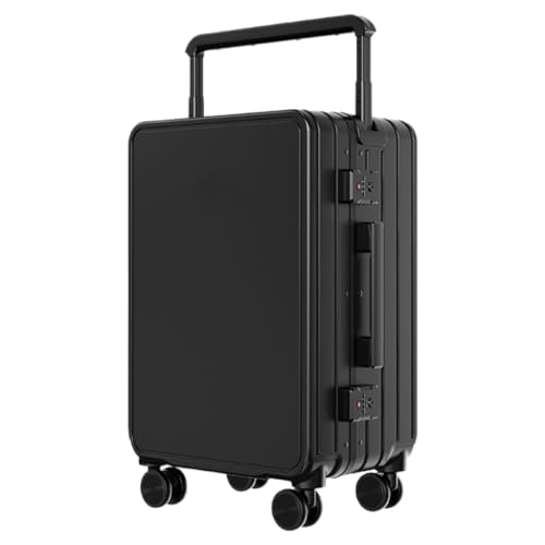 XIANGUOLL Reisekoffer Breiter Trolley-Koffer Mit Aluminiumrahmen, Universal-Radgepäck, TSA-Passwort, Zollschloss-Boarding-Koffer Trolley (Color : Black, Size : 26IN) von XIANGUOLL