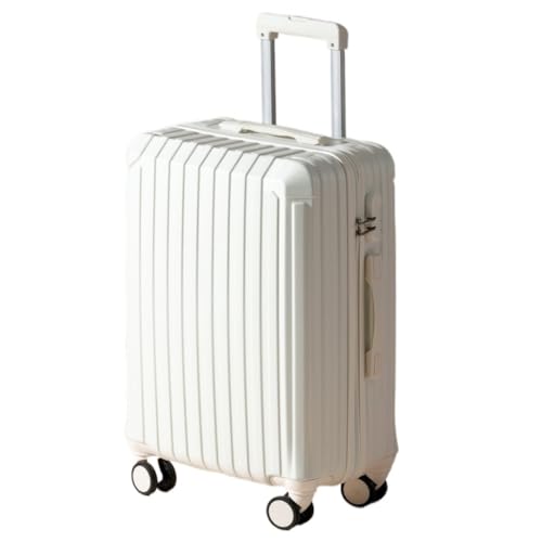 XIANGUOLL Reisekoffer Damen-Koffer-Trolley, robust und langlebig, verdickte Gepäckcode-Ledertasche, Lenkrollen Trolley (Color : White, Size : 28in) von XIANGUOLL