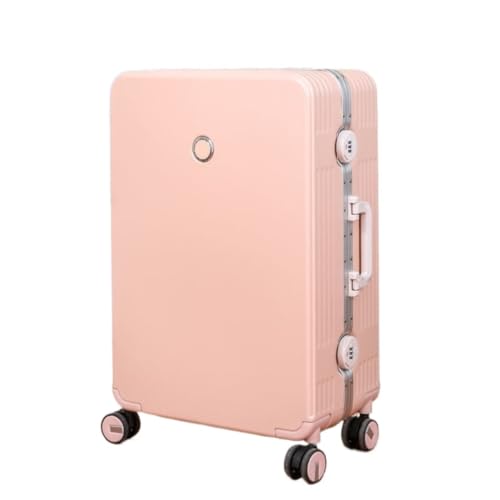 XIANGUOLL Reisekoffer Herren- und Damen-Koffer mit Aluminiumrahmen, Universalrad, Trolley-Koffer, Passwort-Box, Boarding-Koffer, Koffer Trolley (Color : Pink, Size : 24in) von XIANGUOLL