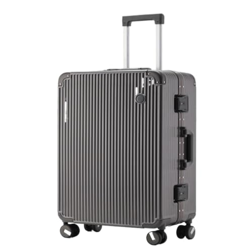 XIANGUOLL Reisekoffer Kratzfester und verschleißfester Aluminiumrahmen-Boarding-Koffer, universeller Trolley-Koffer mit leisem Rad Trolley (Color : Gray, Size : 22in) von XIANGUOLL
