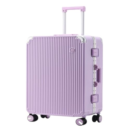 XIANGUOLL Reisekoffer Kratzfester und verschleißfester Aluminiumrahmen-Boarding-Koffer, universeller Trolley-Koffer mit leisem Rad Trolley (Color : Purple, Size : 22in) von XIANGUOLL