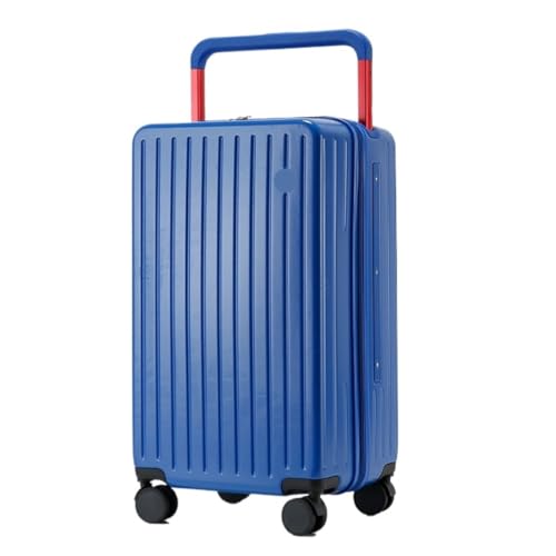 XIANGUOLL Reisekoffer Neuer Breiter Trolley-Koffer for Damen, 20-Zoll-Boarding-Code-Box, Leiser Universal-Gepäckkoffer for Herren Trolley (Color : Blue, Size : 24in) von XIANGUOLL