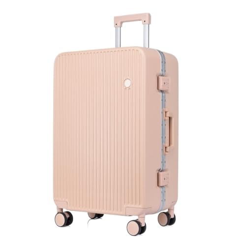 XIANGUOLL Reisekoffer Neuer Hartschalenkoffer mit Aluminiumrahmen, 20-Zoll-Boarding-Koffer, Lang- und Kurzstrecken-Trolley Trolley (Color : Pink, Size : 20in) von XIANGUOLL
