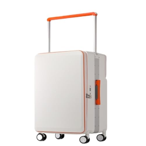 XIANGUOLL Reisekoffer Neuer breiter Trolley-Koffer for Damen, 20-Zoll-Boardingbox mit seitlicher Öffnung, Gepäckcode-Koffer mit vorderer Öffnung 25 Trolley (Color : White, Size : 20in) von XIANGUOLL