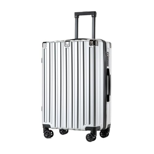 XIANGUOLL Reisekoffer Roher Trolley-Koffer, robuster und langlebiger Koffer, kratzfester Universal-Rad-20-Zoll-26-Zoll-Passwort-Koffer Trolley (Color : Silver, Size : 20in) von XIANGUOLL