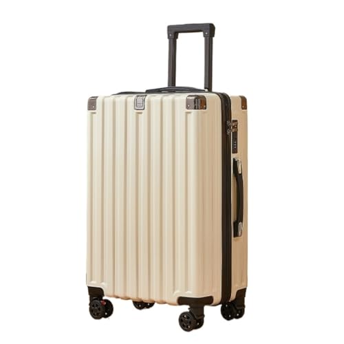 XIANGUOLL Reisekoffer Roher Trolley-Koffer, robuster und langlebiger Koffer, kratzfester Universal-Rad-20-Zoll-26-Zoll-Passwort-Koffer Trolley (Color : White, Size : 20in) von XIANGUOLL