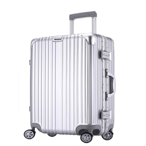 XIANGUOLL Reisekoffer Trolley-Koffer, Universal-Rollenkoffer, Herren- und Damenkoffer, Passwortbox-Koffer, Koffer Trolley (Color : Silver, Size : 24in) von XIANGUOLL