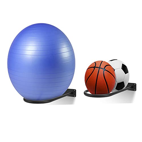 XIAO PEI Medizin-Ballhalter, Yoga-Ballhalterung, Wandhalterung, Stabilität, Ball-Aufbewahrungsregal, Fußball-/Basketball-Ballständer (2 Stück) Schwarz von XIAO PEI