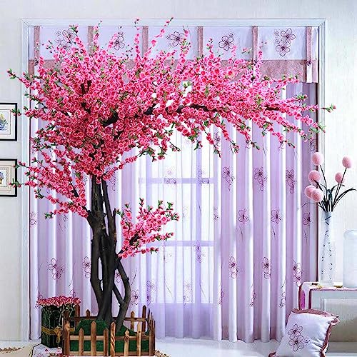 XIBANY 1,8 x 1,5 m/5,9 x 4,9 Fuß, rosa Simulationspflanze, japanische künstliche Kirschblütenbäume, künstliche Seidenblume, Pfirsich-Dekoration, Dekoration für drinnen und draußen, Party, Restaurant, von XIBANY