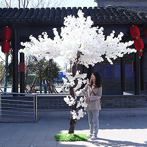 XIBANY Hochzeitsdekoration, künstliche weiße Kirschblütenbäume, japanische Moderne Innen- und Außenbereich, handgefertigte Kirschbaum-Simulationsblumen, grüne Pflanzen, weiß, 100 cm Feito NA China von XIBANY