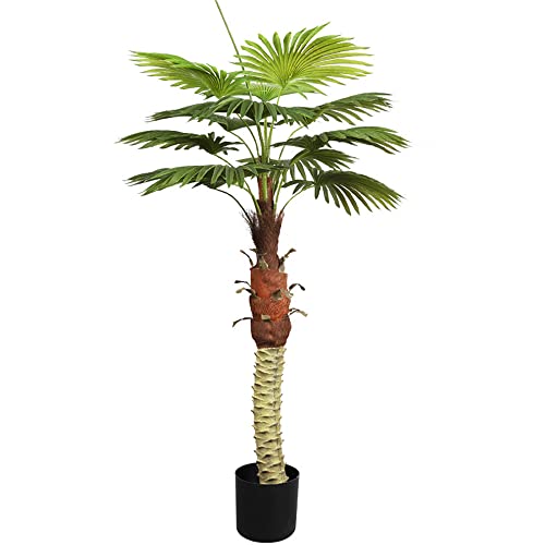 XIBANY Künstliche Palme, 4,6/6 Fuß, eingetopfte Kunstpflanze, künstliche Tropische Palme für Heim- oder Bürodekoration, Innen- oder Außenbereich, UV-beständig, 180 cm Feito NA China von XIBANY
