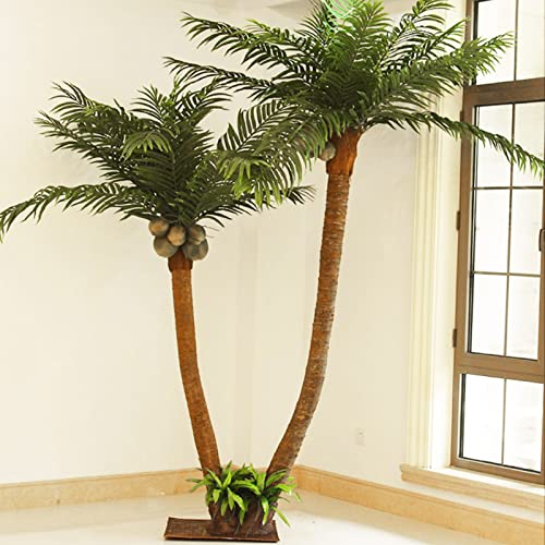 XIBANY Künstliche Palme für den Garten, Palmendekoration, künstliche Palmen für den Außenbereich, Tropische Palme, künstlicher Pflanzenbaum mit Standstamm 1,8 m + 1,5 m Feito NA China von XIBANY