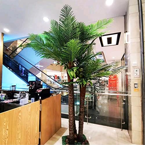 XIBANY Künstliche Palme für den Garten, künstliche Palme für den Außenbereich, Tropische Palme, künstlicher Pflanzenbaum mit Standstamm, Palmendekoration 1,8 m + 1,5 m Feito NA China von XIBANY