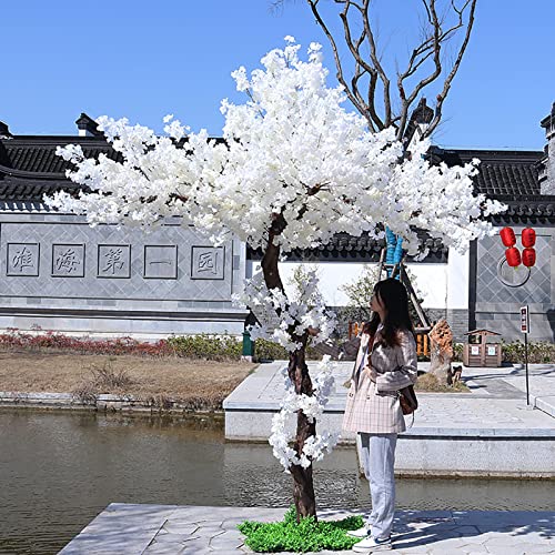 XIBANY Künstliche weiße Kirschblütenbäume, handgefertigter Baum für drinnen und draußen, Zuhause, Büro, Party, Hochzeit, Dekoration, künstliche Pflanze, weiß, 150 cm Feito NA China von XIBANY