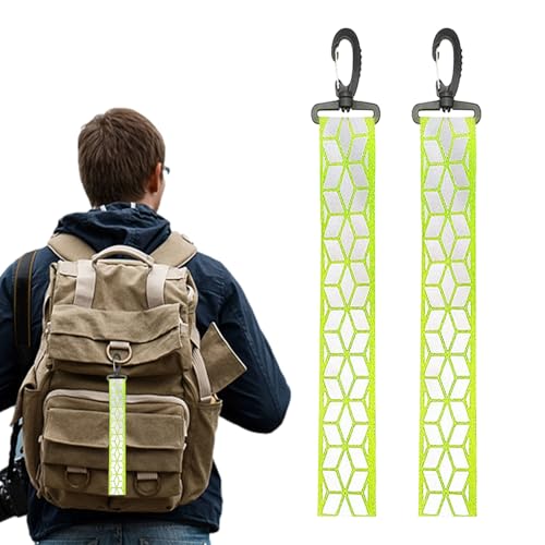 XINBAIJI Reflektierende Anhänger Reflektorbänder Set, Starken Reflektorstreifen Running Reflektoren Reflektor Anhänge Reflektierende Schlüsselanhänger Für Schulranzen Rucksack Joggen (Grün,2 Stücke) von XINBAIJI