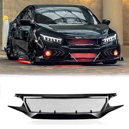 XINGWANGDYSI Autozubehör Passend für Civic 2016-2021 Renngrills Modifizierter Nebelscheinwerfer-Ansauggrill Rotes Logo Passende Nebelscheinwerferabdeckung von XINGWANGDYSI