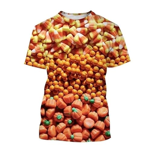 XINRUYI Bunte Süßigkeiten 3D-Druckmuster Kurzarm Männer Frauen Casual Street T-Shirt von XINRUYI