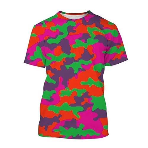 XINRUYI Buntes 3D-Druck-Tarn-T-Shirt für Jungen und Mädchen mit kurzen Ärmeln und lässiger Sportbekleidung von XINRUYI