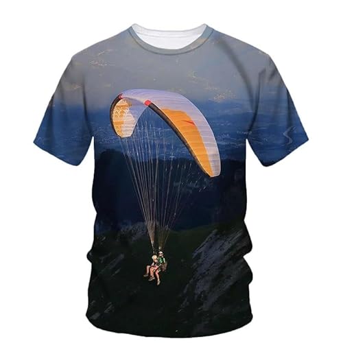 XINRUYI Extremsport Fallschirm Design Kurze Ärmel Männer Frauen Klassische Rundhalsausschnitt lässig T-Shirt von XINRUYI