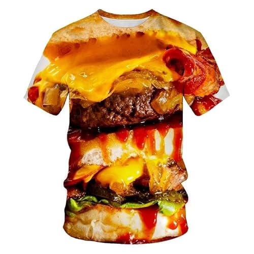 XINRUYI Kreative Lebensmittel Burger Steak Pommes Muster T-Shirt Männer Frauen Sommer Rundhalsausschnitt Kurzarm von XINRUYI