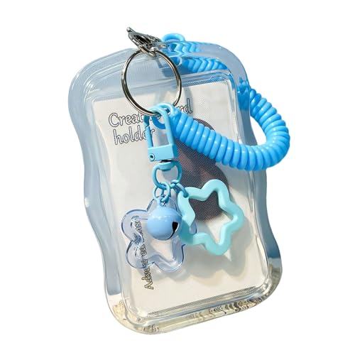 Transparenter Kartenhalter mit Federschnur, transparenter Kartenschutz, wasserabweisende Hüllen für Geschäftskredite, Silikonhülle, blau von XITEA