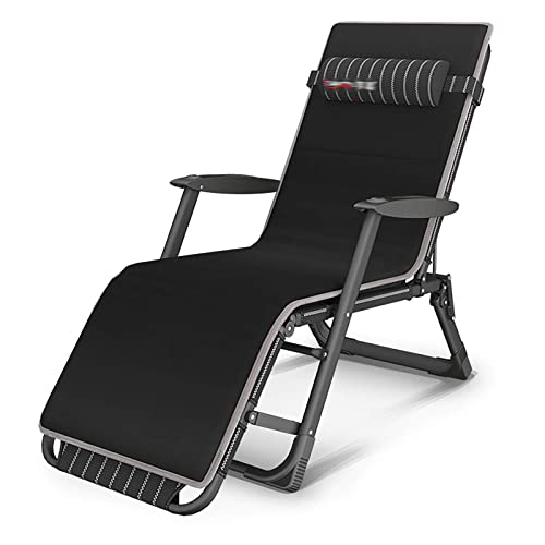 Gravity Lounge Chair, verstellbarer Liegestuhl, Lounge-Stuhl, atmungsaktiv, zusammenklappbar, Campingbett mit Kissen, zusammenklappbarer Liegestuhl für die Veranda im Freien, Schwarz_178 x 25 x 65 cm von XIUKANGNB