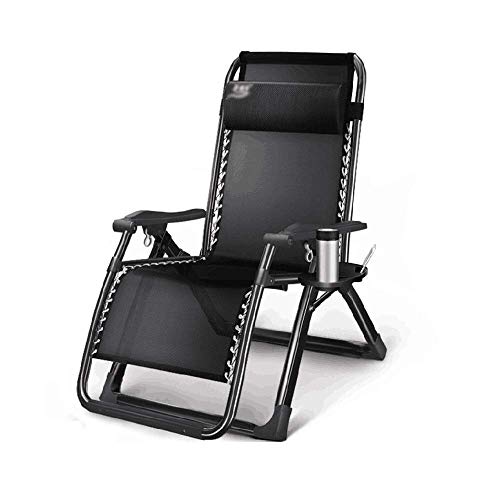 Klappbarer Liegestuhl aus Textilene, Garten-Sonnenliege, Strand-Liegestühle, verstellbar, Schwerelosigkeit, für den Außenbereich, tragbar, Schwarz, Tragkraft: 200 kg (Farbe: Schwarz, Größe: mit von XIUKANGNB