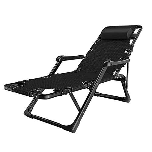 Schwerkraft-Lounge-Stuhl, Outdoor-Liegestuhl-Lounge-Stuhl, verstellbares klappbares Campingbett, atmungsaktiver klappbarer Liegestuhl für Camping-Pool-Strandstützen, Schwarz_170 x 35 x 65 cm (schwarz von XIUKANGNB