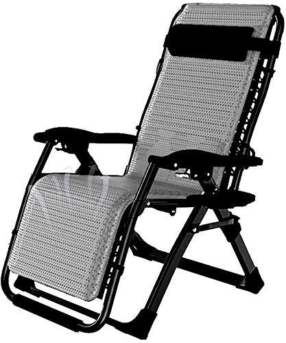 Sonnenliege, Gartenstühle, Terrassenliege, Liegestuhl im Garten und im Freien, klappbarer Zero-Gravity-Stuhl mit atmungsaktivem Kissen, tragbare Liege-Rasenstühle, trägt 200 kg (Farbe, Grau),Grau von XIUKANGNB