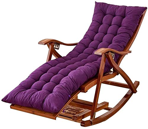 Sonnenliege, Gartenstühle, faltbar, Liegestuhl, Liegestuhl, faltbar, für Erwachsene, tragbarer Bambus-Schaukel-Loungesessel mit einziehbarer Fußstütze und Fußmassagebällen (Farbe, Grau), Lila von XIUKANGNB