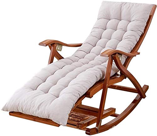 Sonnenliege, Gartenstühle, faltbar, Liegestuhl, Liegestuhl, faltbar, für Erwachsene, tragbarer Bambus-Schaukel-Loungesessel mit einziehbarer Fußstütze und Fußmassagebällen (Farbe, Grau),Grau von XIUKANGNB